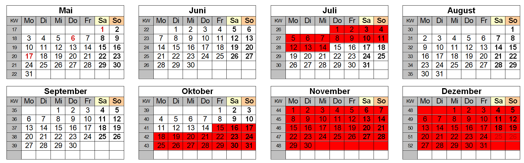 Belegung 2027