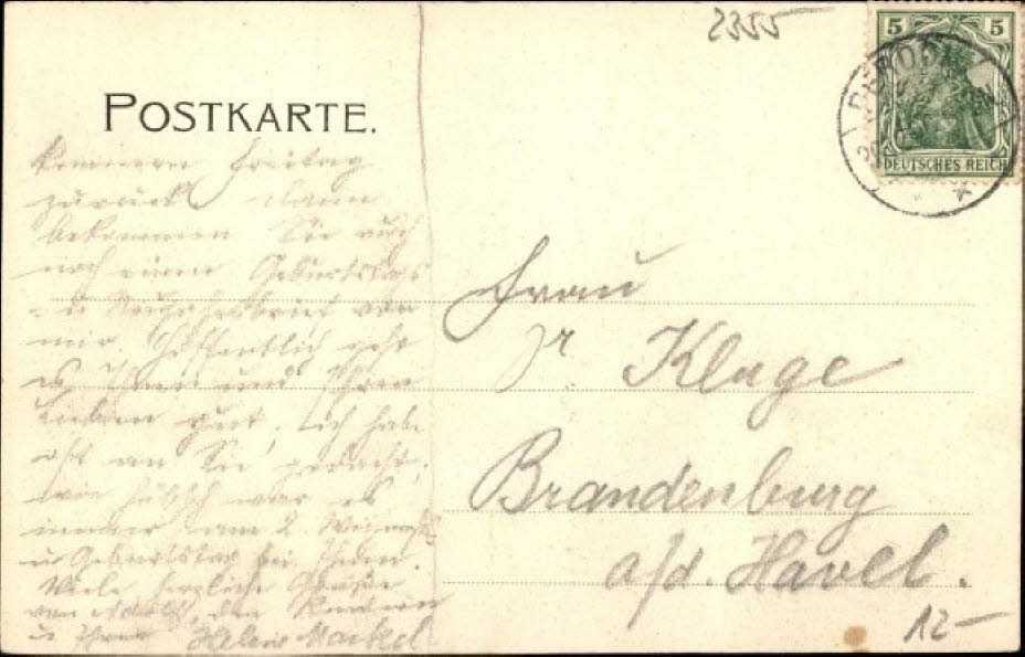 1906 Schloss Perdoel R�ckseite