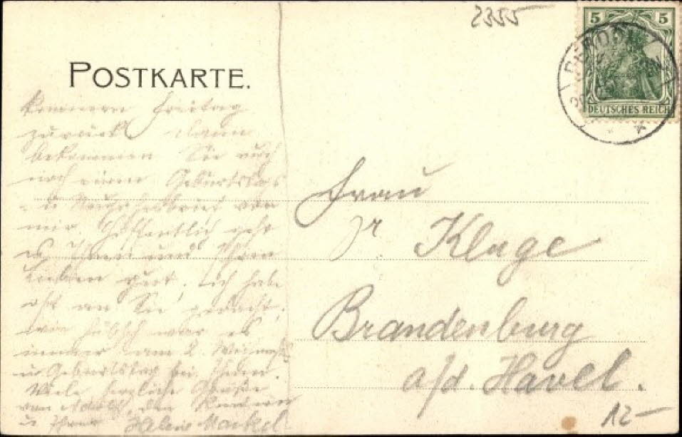 1906 Schloss Perdoel R�ckseite