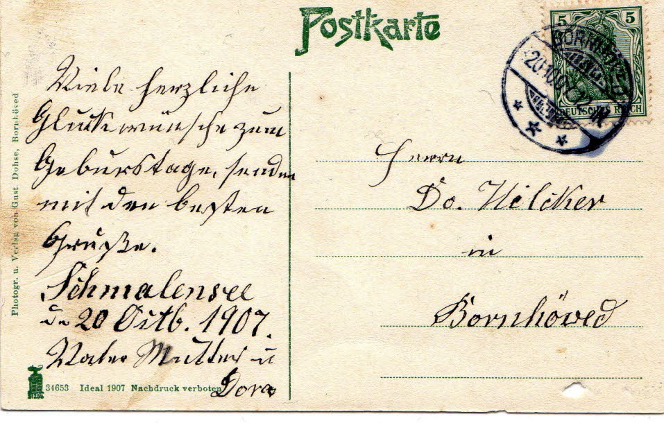 1907 Schmalensee R�ckseite