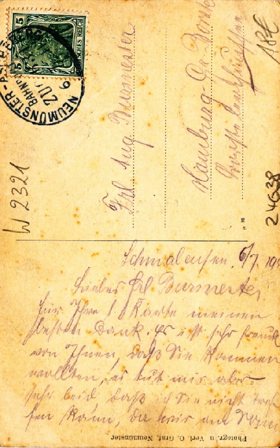 1911 Schmalensee R�ckseite