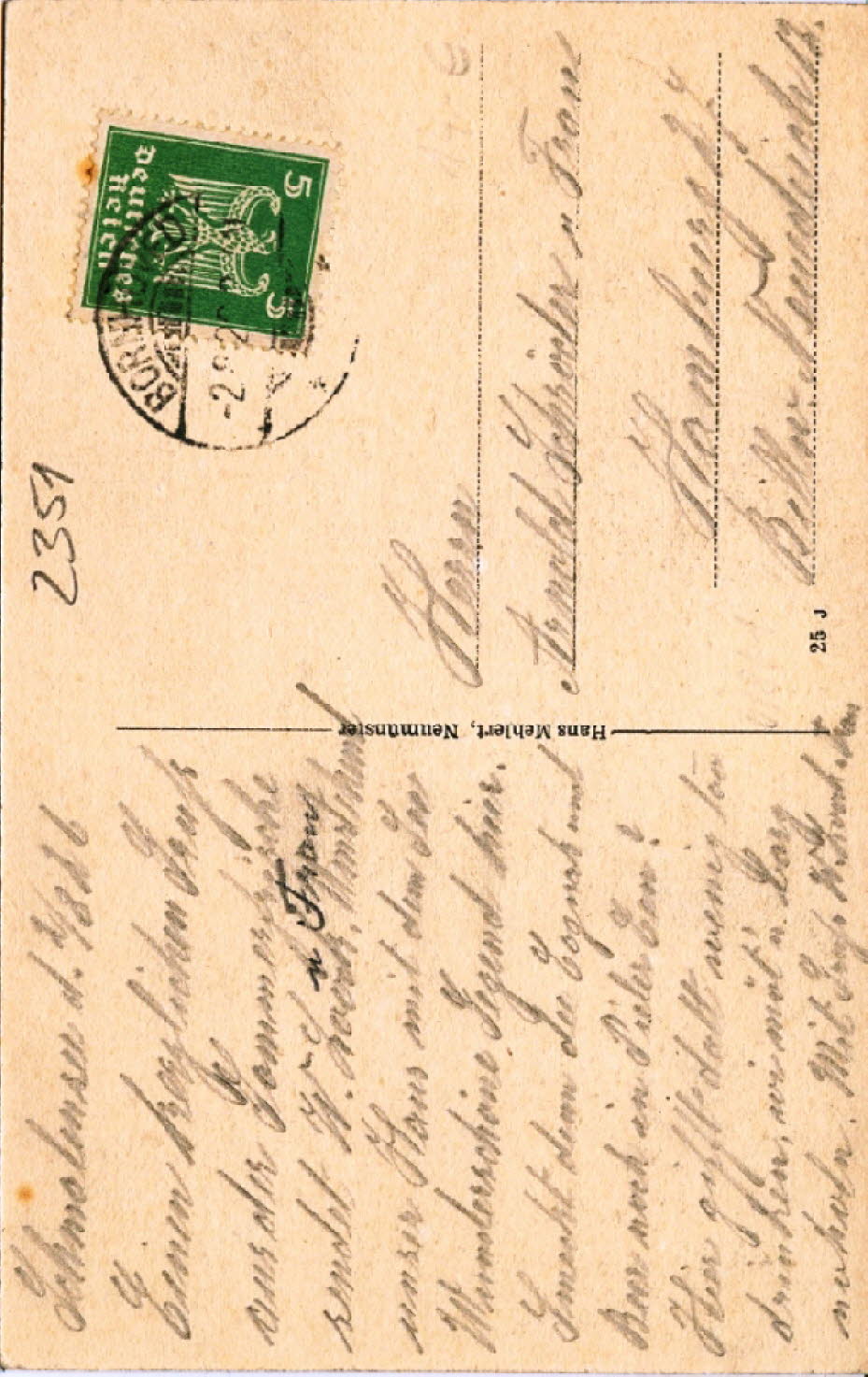 1926 Pension Stegelmann Schmalensee R�ckseite