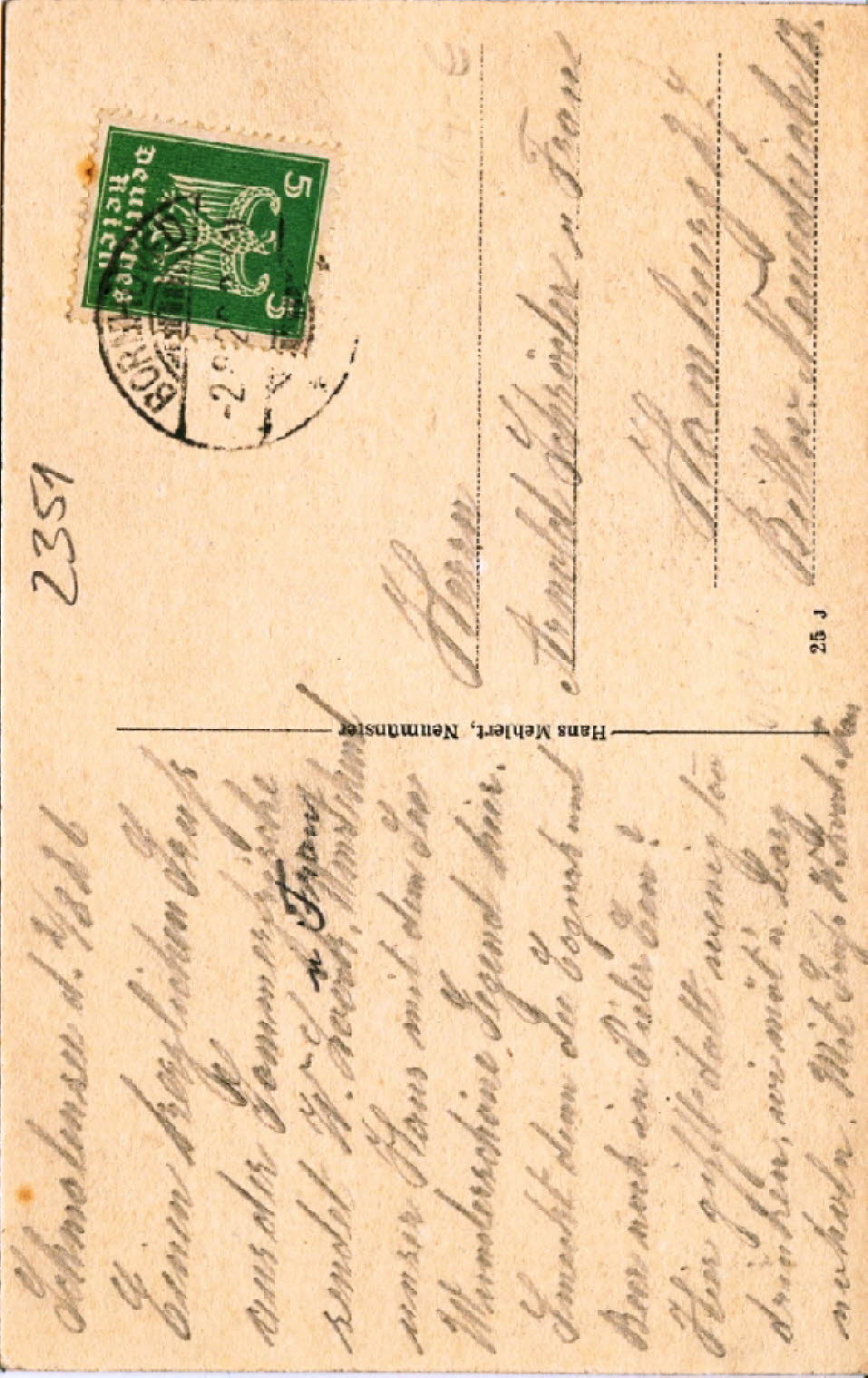 1926 Pension Stegelmann Schmalensee R�ckseite
