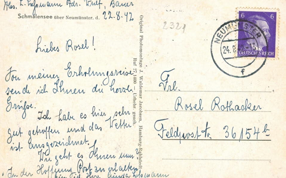 1942 Gruss aus der dunklen Zeit in Schmalensee
